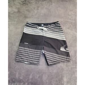 Quiksilver Highline Sz 36 Black Gray Board Shorts Swim Trunks Surf Mens C24-17